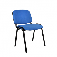 Посетителски стол за офис със синя дамаска